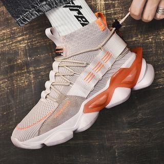 Stitched Lace-up High-top Athletic Sneakers