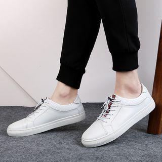 Genuine-leather Contrast-strap Sneakers