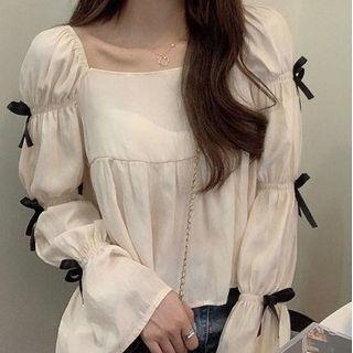 Long-sleeve Bow Detail Top