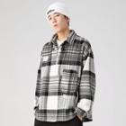 Long-sleeve Plaid Half-zip Shirt