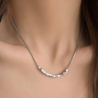 Cube Alloy Necklace Silver - One Size