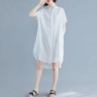 Plain Asymmetrical Short-sleeve Dress