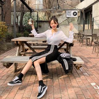 Long-sleeve Sheer Henley