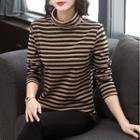 Long-sleeve Striped Turtle-neck T-shirt