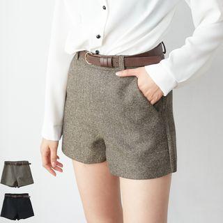 Zip Wide-leg Shorts With Belt
