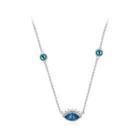 925 Sterling Silver Devils Eye Necklace With Blue Austrian Element Crystal Silver - One Size