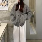 Chunky Knit Cardigan Gray - One Size
