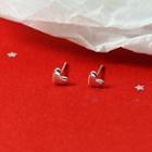 Heart Stud Earring 1 Pair - Earrings - Love Heart - Silver - One Size