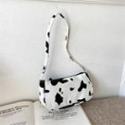 Cow Print Zip Shoulder Bag White - One Size