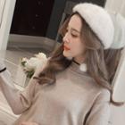 Faux-fur Beret / Drop Earrings