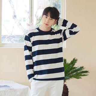 Crew-neck Colored Stripe T-shirt