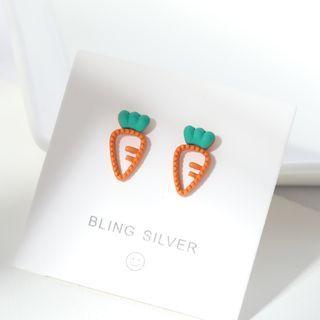 925 Sterling Silver Carrot Earring 1 Pair - Orange - One Size