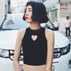 Heart Cutout Cropped Tank Top