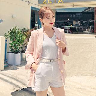 2-button Pastel Linen Blend Blazer