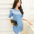 Elbow-sleeve Slit Top