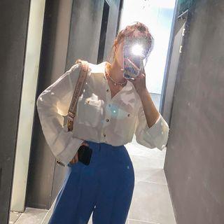 Dual-pocket Linen Blend Boxy Shirt