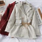 Double-breasted Fringed Mini Dress With Wasitbag