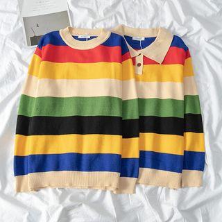 Rainbow Stripe Sweater / Polo Shirt