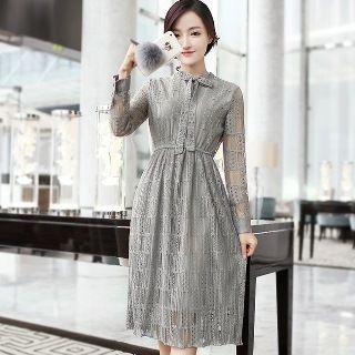 Long-sleeve Bow-front Dress