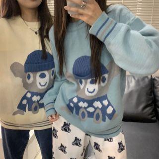 Oversize Knit Pattern Print Sweater