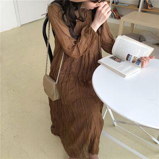 Set: Long-sleeve Ruched Midi Dress + Slipdress