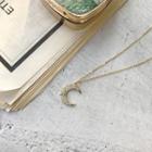 925 Sterling Silver Moon Necklace L189 - Moon Necklace - Gold - One Size