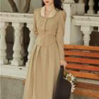Set: Long-sleeve Button-up Top + Skirt