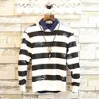 Distressed Striped Pullover