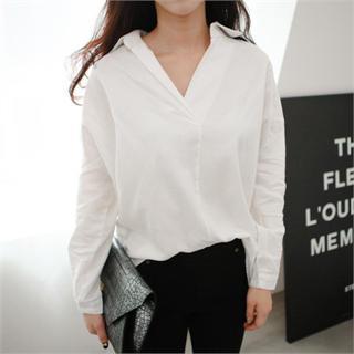 Drop-shoulder Half-placket Shirt
