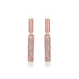 Fashion Simple Plated Rose Gold Geometric Bar Earrings With Austrian Element Crystal Rose Gold - One Size