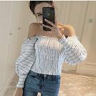 Striped Off-shoulder Blouse As Shown In Figure - One Size