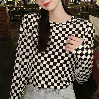 Long Sleeve Print Crop T-shirt