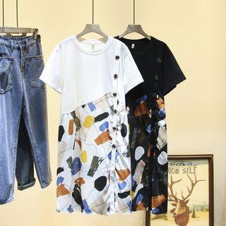 Short-sleeve Abstract Print Midi T-shirt Dress