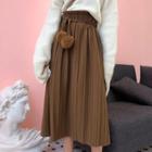 Pompom-accent Pleated Skirt