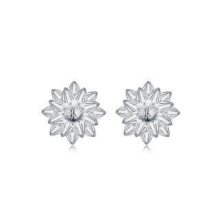 925 Sterling Silver Elegant Fashion Small Daisy Earrings Silver - One Size