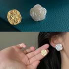 Asymmetrical Rose Stud Earring 1 Pair - 1922a# - Silver Stud - Gold & White - One Size