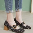 Chunky-heel Plaid Mary Jane Shoes