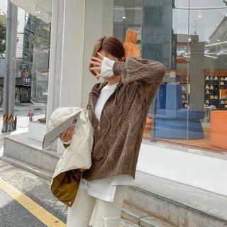 Zip-up Cable-knit Hoodie