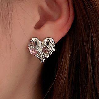 Rhinestone Drop Earring / Heart Stud Earring