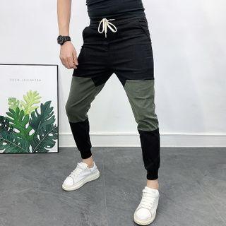 Two-tone Drawstring Waist Slim Fit Pants