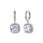 Fashionable Elegant Square Cubic Zircon Earrings Silver - One Size