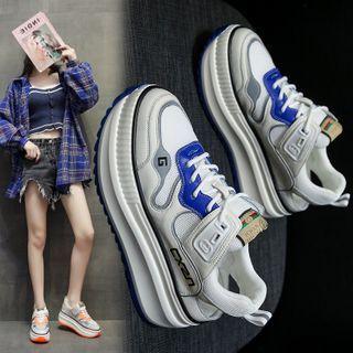Color Panel Cut-out Platform Sneakers