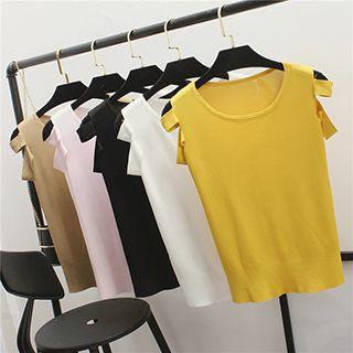 Short Sleeve Cutout Knit Top