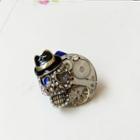 Skull Rhinestone Alloy Brooch 1 Pair - Silver - One Size