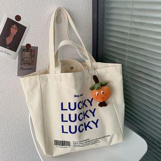 Lettering Canvas Tote Bag / Crossbody Bag / Pin / Bag Charm / Set (various Designs)