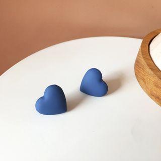 Heart Sterling Silver Ear Stud 1 Pair - Heart Sterling Silver Ear Stud - Blue - One Size