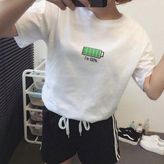 Battery Print Short Sleeve T-shirt