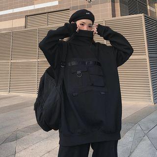 Pocket Detail Oversize Pullover Black - One Size