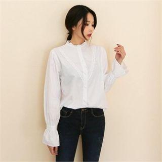 Crew-neck Lace-trim Blouse