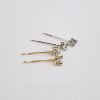 Set Of 2: Rhinestone Chinese Character Hair Clip